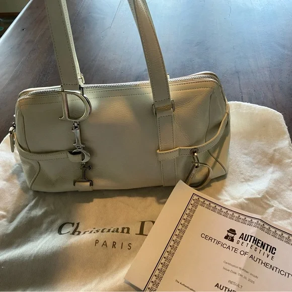 Dior white Leather Shoulder Bag with silver hardware COA and dust bag! - Picture 6 of 10